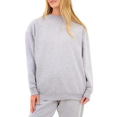 Image of M17 Womens Ladies Recycled Oversized Sweatshirt Soft Cosy Casual Long Sleeve Top Pullover Jumper Crewneck Sweater (M, Grey)