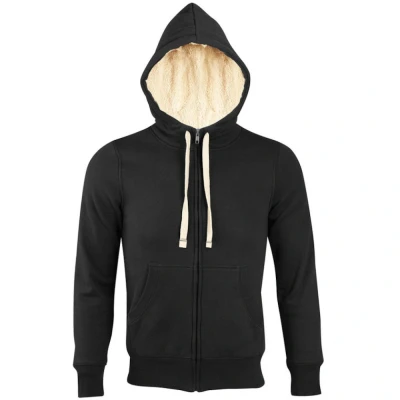Image of SOLS Mens Sherpa Unisex Zip Up Hooded Sweatshirt / Hoodie (Black) Size Medium