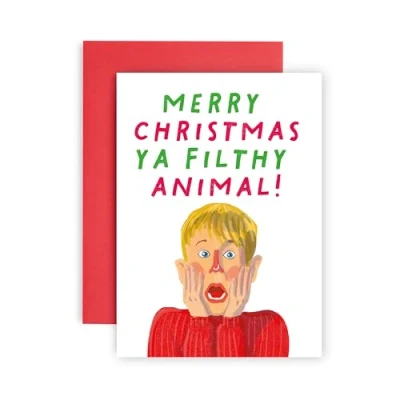 Image of Huxters Funny Christmas card for her him men Mum Friend Ya Filthy Animal Gift Brother Dad Auntie Sister Uncle 17 by 12cm