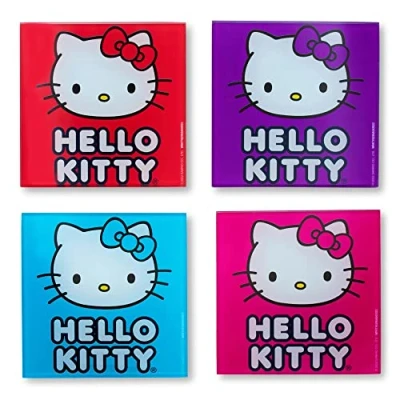 Image of Sanrio Hello Kitty Colors Glass Coasters Set of 4