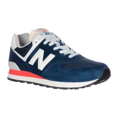 Image of New Balance U574 Trainers, Size: 4.5, Blue navy Leather and textile