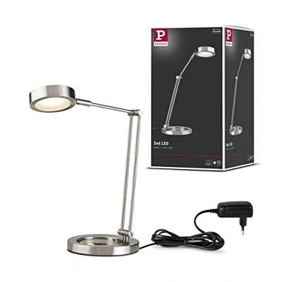 Image of Paulmann LED Desk Zed 6.7W Brushed Iron/Metal 70245 Modern Table Reading Lamp Office, Integriert, 6.7 W, Silver