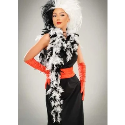Image of Struts Cruella De Vil Style Black and White Feather Boa 180cm