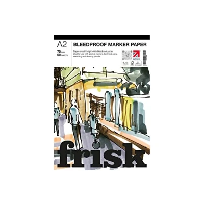 Image of Frisk 23169702 Bleedproof Marker Paper Pad A2 70gsm, White