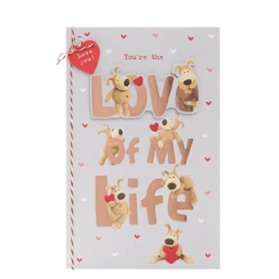 Image of Boofle One I Love Valentine&#039;s Day Card with Envelope Cute Design Boofles &amp; Large Lettering, 165mm x 254mm
