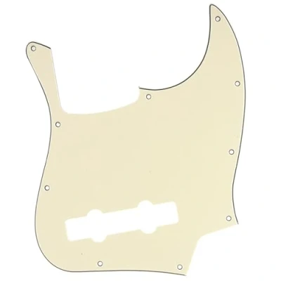 Image of Musiclily Pro 5 String 10 Hole Contemporary J Bass Pickguard for Fender Mexican Jazz Bass, 3Ply Cream