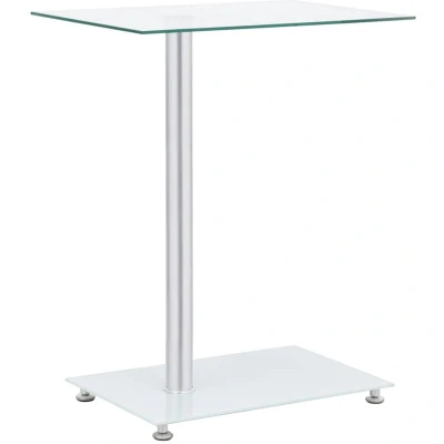 Image of vidaXL U Shaped Side Table Transparent 45x30x58 cm Tempered Glass