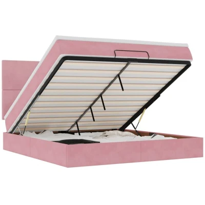 Image of vidaXL Ottoman Bed with Mattresses Pink 180x200cm Velvet