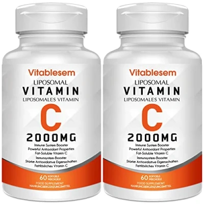 Image of Liposomal Vitamin C Capsules 2000MG (2 Pack) High Strength Gluten Free &amp; Ascorbic Acid Immune Support Antioxidant Supplement Non GMO