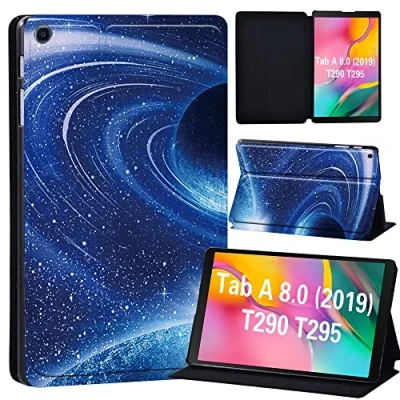 Image of FINDING Case Galaxy Tab A 8.0 2019 T290 T295, Slim Light Cover Stand Hard Shell Folio for inch Tablet Model SM (Wi Fi) T295 (LTE) (blue planet)