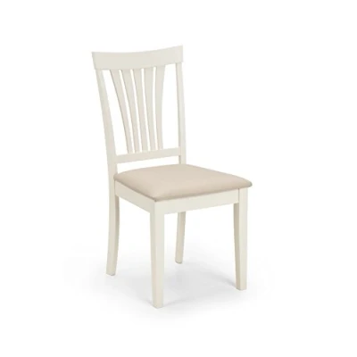 Image of Julian Bowen Stanmore Dining Chairs, Rubberwood &amp; Upholstered Seat Pad, Ivory, Height: 94, Width: 45, Depth: 53cm