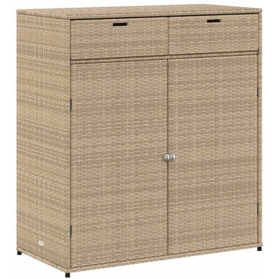 Image of vidaXL Garden Storage Cabinet Beige 105x55x113 cm Poly Rattan