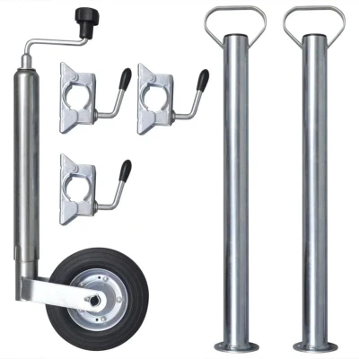 Image of vidaXL 48 mm Jockey Wheel with 2 Support Tubes &amp; 3 Split Clamps Cargo Trailer