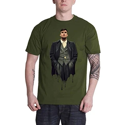 Image of Rockoff Trade Peaky Blinders Dripping Tommy T Shirt M Green