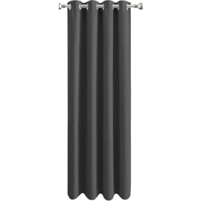 Image of Aspire Homeware Grey Blackout Curtains for Bedroom Eyelet Door 66 x 84 inch Drop Thermal Insulated Super Soft Ring Top Living Room Window Curtain with Matching Tieback, Single Panel