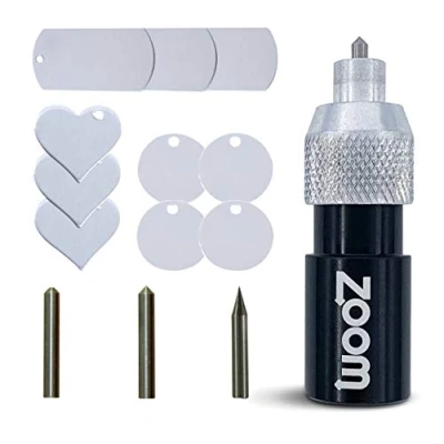 Image of Brother ScanNCut 3 in 1 Etching/Engraving Tool Precision, Regular, and Blunt Engraving Tips with Heart, Dog Tag, Circle Stamping Blanks for Scan Cut Machines by Zoom Precision