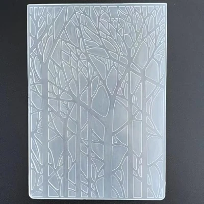 Image of WooYangFun Merry Christmas Forest Tree Embossing Folder for Card Making Floral DIY Plastic Scrapbooking Photo Album Paper Craft Decoration Template Mold