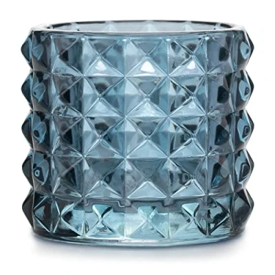 Image of AmeliaHome Glass Tea Light Holder 7 x 6.5 cm Malaga Dark Blue