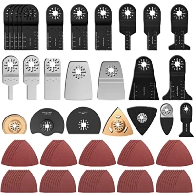 Image of 100Pcs Multi Tool Blades Oscillating Saw Kit Wood Cutting Mix Multitool Set Quick Release for Grinding, Sanding and (100Pcs)