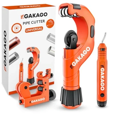 Image of Gakago Pipe Cutter Set 3 70mm / 0.1 2.75&quot; with deburrer Versatile for All Common Metals Such as Stainless Steel, Copper, Aluminium, Steel or Plastic (e.g. PVC &amp; PE)