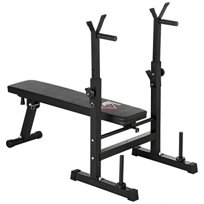 Image of HOMCOM Adjustable Weight Bench, Foldable Bench Press with Barbell Rack and Dip Station for Home Gym, Strength Training Multiuse Workout Black