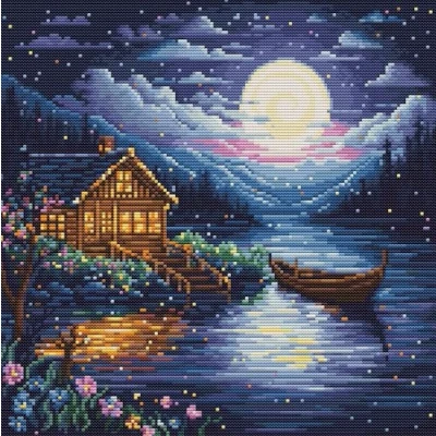 Image of Luca S Petit Point Kit Spring Night, G701, Counted Cross Stitch for Adults, Needlecraft and Embroidery
