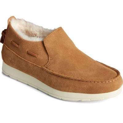 Image of Sperry Womens Moc Sider Female Slip On Ladies Shoes TAN Suede Size UK 5.5