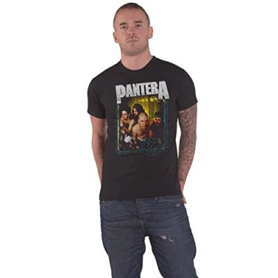 Image of Pantera T Shirt Barbed Band Logo Official Mens Black L