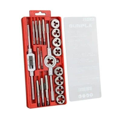Image of Gunpla Tap and Die Set 20 Pieces Tungsten Alloy Steel Metric Kit M3 M12 Combination for Cutting External Internal Thread with Storage Case