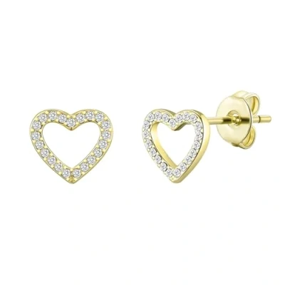 Image of Philip Jones Gold Plated Open Heart Earrings Created with Zircondia® Crystals