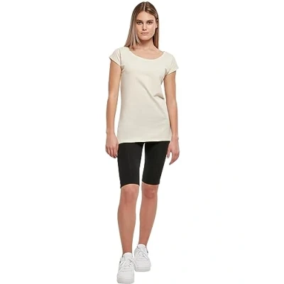 Image of Build Your Brand Women&#039;s Ladies Wide Neck Tee T Shirt, Sand, XS