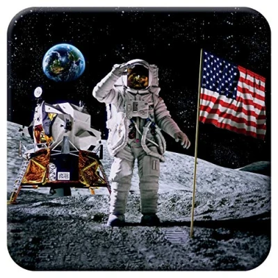 Image of 3D LiveLife Cork Coaster Moon Landing from Deluxebase. Lenticular Space Coaster. Non slip drinks mat with original artwork licensed renowned artist, David Penfound