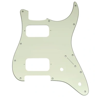 Image of Musiclily Pro 11 Holes ST HH Guitar Pickguard with Round Corner Uncovered Humbucker 2 Pot Layout for Fender Squier Strat Style Electric Guitar, 3ply Mint Green
