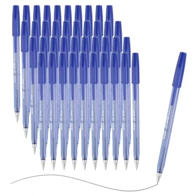 Image of M&amp;G Ballpoint Pen 0.7mm, 40pcs Retractable Fine Point Blue Ink Click Ball Writing Supplies for Journaling Home Office Classroom, Clear