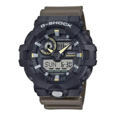 Image of Casio G Shock Black and Army Green GA 710TU 1A3ER, Strap