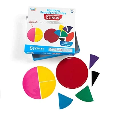 Image of Learning Resources Rainbow Fraction Circles Demonstration Clings, They Cling to Any Smooth Surface, No More Magnets, Ages 8+, 92860