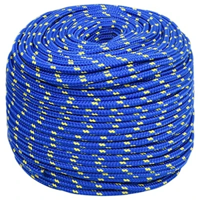 Image of vidaXL Polypropylene Boat Rope 10mm Thick, 100m Long Durable, Weather and Abrasion Resistant Versatile Use for Sailing, Boating, Camping, Fishing Blue