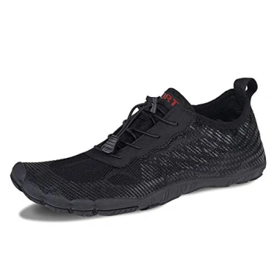 Image of Barefoot Shoes Mens Women Water Trail Running Beach Trainers for Gym Swim Snorkeling Surfing(Black, 5UK)