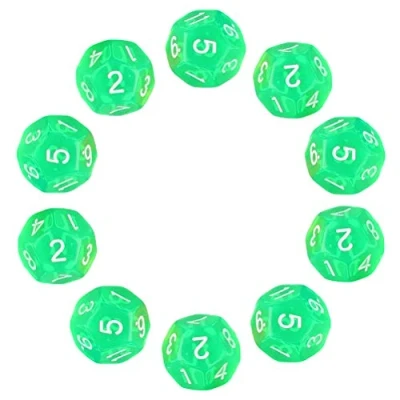 Image of Deolven D12 Dice, 10 Pcs Transparent Green Polyhedral Dices, 12 Sided Clear Dices for DND MTG RPG Dungeons and Dragons Party