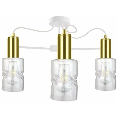 Image of Inger Multi Arm Semi Flush Ceiling Light White, Gold, 60cm, 3x E27
