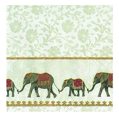 Image of Natume White Elephants Luncheon Napkin 20 in Pack 33cm Square
