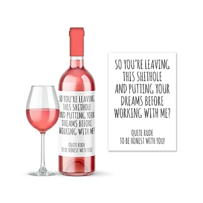Image of Rib Ticklerz Funny Wine Label Leaving Work Gift for Colleague Bottle Your Dreams Before Working with Me New Job Farewell WLS22