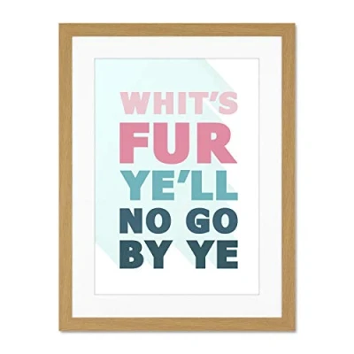Image of Wee Blue Coo Scottish Phrase No Go By Ye Fate Scots Language Large Art Print Poster Wall Decor 18x24 inch Supplied Ready To Hang With Included Mount Brackets