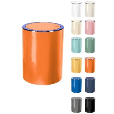 Image of KW &quot;Clappe 5Ltr Plastic Swing Bathroom Bin/Kitchen Bin/Small Waste Bin/Office Bin (Orange)