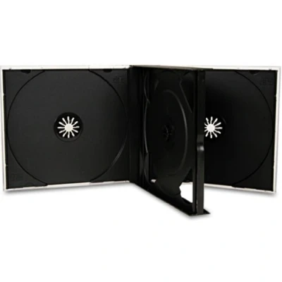 Image of Four Square Media 5 X CD DVD 3 way Jewel Cases 25mm for Disc with Black Tray Pack of