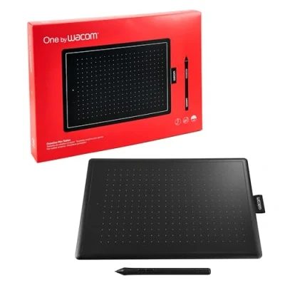 Image of One by Wacom Medium Drawing Tablet with Pen, Stylus Battery free &amp; Pressure sensitive, Compatible Windows Mac, Perfect for Drawing, Graphics, Remote Working or Home Schooling