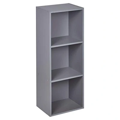 Image of URBNLIVING 1, 2, 3, 4 Tier Grey Wooden Shelving Bookcase Storage Wood Shelf Unit (3 Tier)
