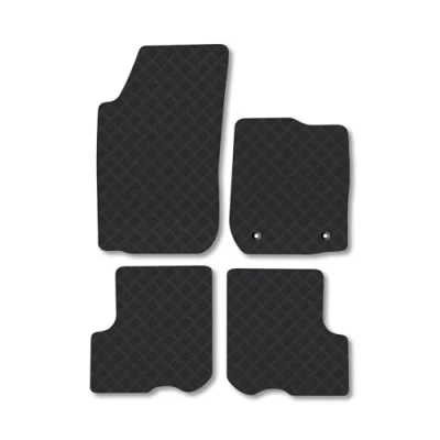 Image of Rubber Car Mats Compatible with Dacia Logan (2012 2020) Tailored Fit Floor Set Accessory Black Custom 4 Pieces Clips Anti Slip Backing, Heavy Duty &amp; Waterproof