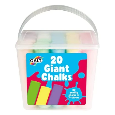 Image of Galt 20 Giant Chalks Extra Large Childrens Chunky Pavement Bright Vibrant Colours Washable, Easy Clean Outdoor Kids Garden Toys Portable Carry Case with Handle Ages 3 Years Plus