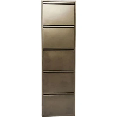 Image of Kare Design Shoe Container Caruso 5, Bronze, steel, five tipping compartments, space for 10 pairs of shoes, cabinet, storage, organizer hallway, 170x50x15 cm (H/W/D)